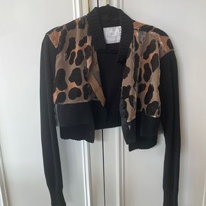 Sacai leopard print cropped cardigan